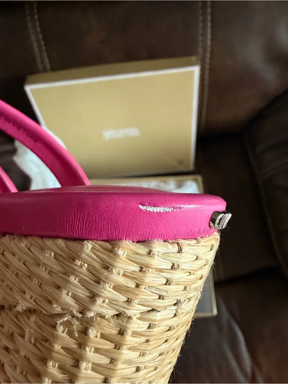 •MICHAEL KORS• “Corinne” Platform Leather Espadrille Sandals - Cerise (Pink)